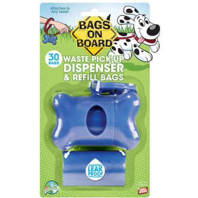 Bags on Board Bone Waste Pickup Bag Dispenser with Dookie Dock Blue 2 Rolls Of 15 Pet Waste Bags 9 in. X 14 in.