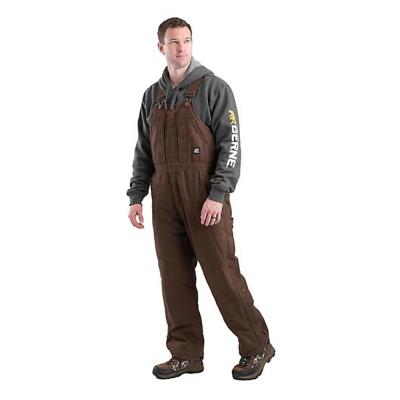 Berne Men's Washed Duck Quilt-Lined Insulated Bib Overalls MD Bark