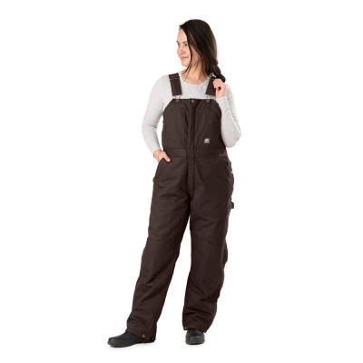 Berne Women's Softstone Duck Insulated Bib Overall Dark Brown MD