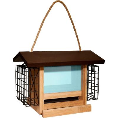 Ultimate Renewable Contemporary Bamboo Ranch Feeder With Suet 2.5 lb. Capacity