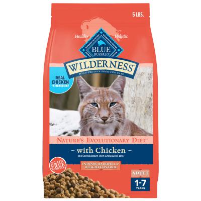 Blue Wilderness Adult Cat Indoor Hairball & Weight Control Chicken Recipe 5 lb.