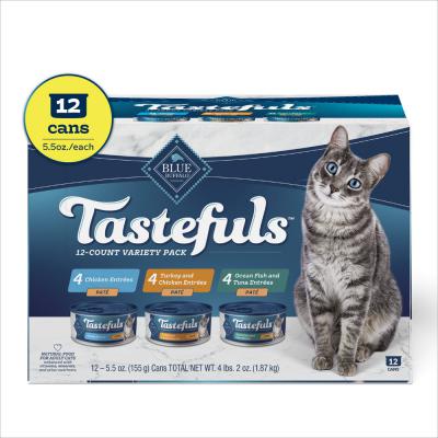 Blue Tastefuls Adult Cat Chicken Turkey/Chicken & Ocean Fish/Tuna Pate