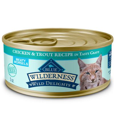 Blue Wilderness Wild Delights Adult Cat Meaty Morsels Chicken & Trout Recipe 3 oz.