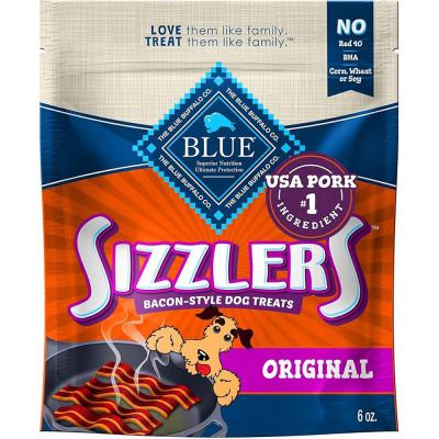 Blue Sizzlers Bacon-Style Dog Treats Original Pork 6 oz.