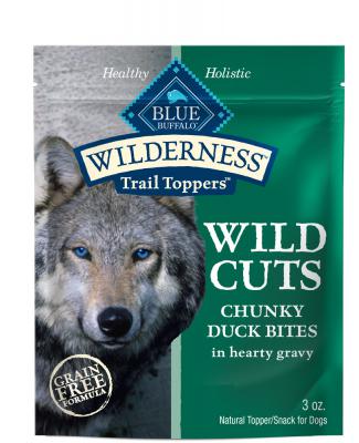 Blue Wild Cuts Trail Toppers Adult Dog Chunky Duck Bites in Hearty Gravy 3 oz.