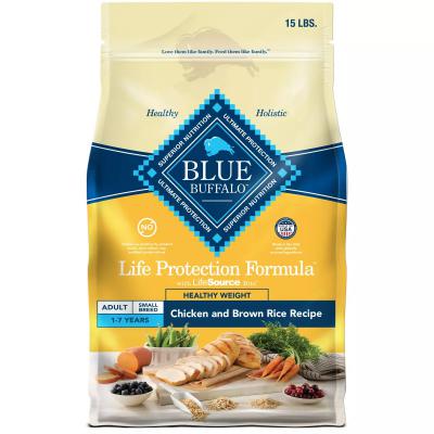 Blue Life Protection Small Breed Adult Dog Healthy Weight Chicken and Brown Rice Recipe 15 lb.