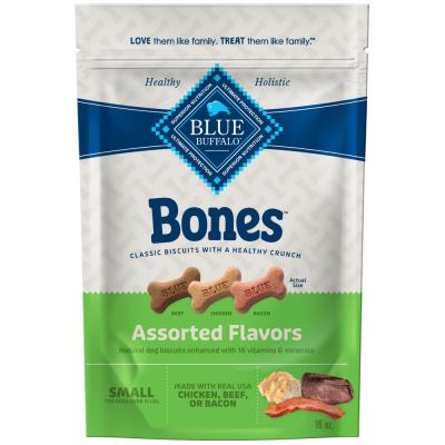 Blue Bones Crunchy Dog Biscuits Small Bones Assorted Flavors 16 oz.