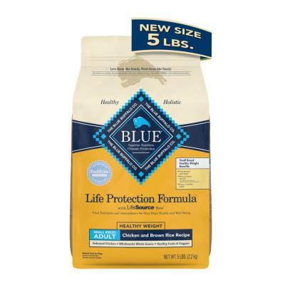 Blue Life Protection Small Breed Adult Dog Healthy Weight Chicken and Brown Rice Recipe 5 lb.