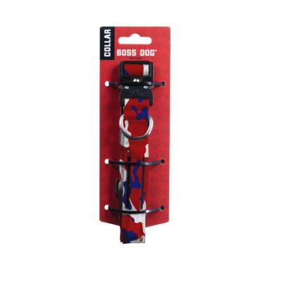 Boss Dog Tactical Adjustable Dog Collar Red White & Blue