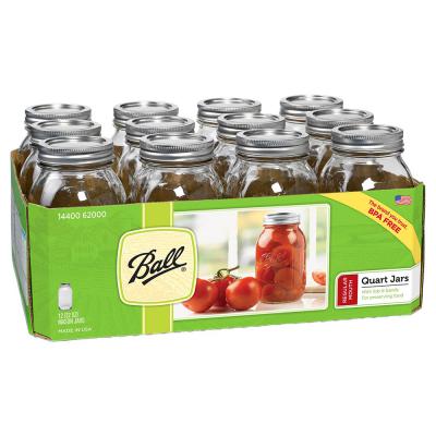 Ball Mason Jars With Lids Quart 32 oz. Regular Mouth 12 Count