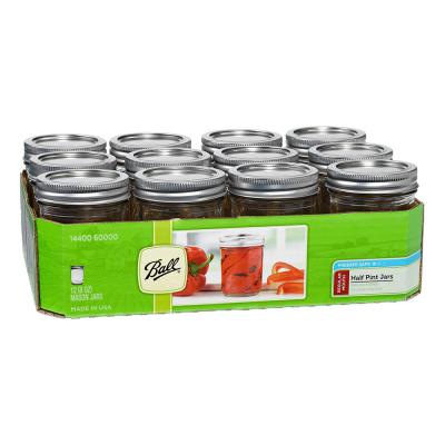 Ball Mason Jars With Lids Half Pint 8 oz. Regular Mouth 12 Count