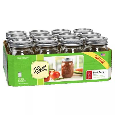 Ball Mason Jars With Lids Pint 16 oz. Regular Mouth 12 Count