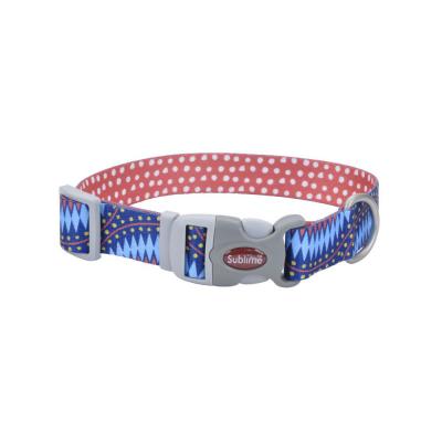 Coastal Sublime Adjustable Dog Collar Blue Diamond Dots SM 3/4 in. x 8-12 in.