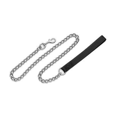 Coastal Titan Chain Dog Leash with Nylon Handle Black 3.0 mm x 4 ft.