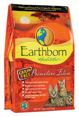 Earthborn Holistic Indoor Grain-Free Primitive Feline Chicken & Vegetables Formula For Cats & Kittens 4 lb.