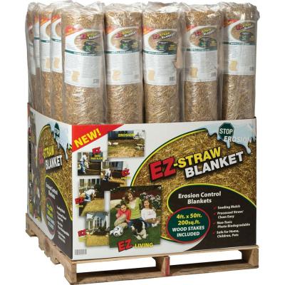 EZ Straw Erosion Blanket w/Wood Stakes 4 x 50 ft.