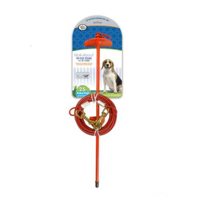 Four Paws Roam About Dog Tie Out Stake with Cable Red 25 ft.