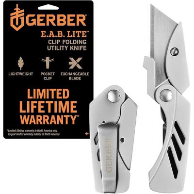 Gerber Gear EAB Lite Pocket Knife Utility Knife Box Cutter with Money Clip 1.5 in. Blade Folding Knife EDC Gear Stainless Steel