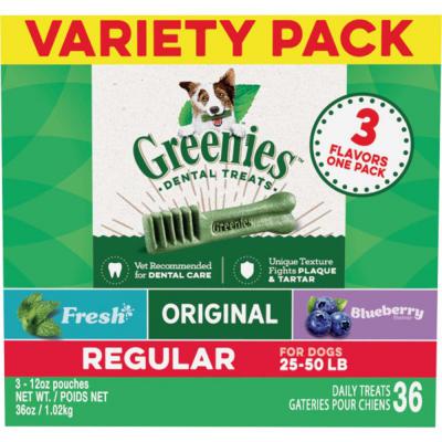 Greenies 3-Flavor Variety Pack Dog Dental Treat Regular 36 oz. 36 ct