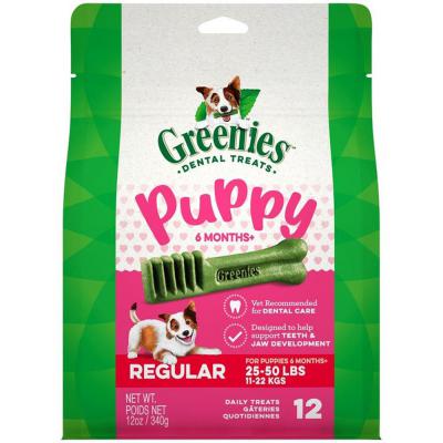 Greenies Puppy Regular Chewy Dental Dog Treats Original Chicken 6 oz.