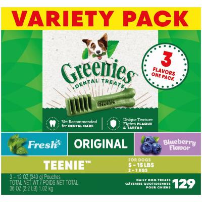 Greenies Teenie Spearmint and Blueberry Flavored Adult Dental and Hard Chew Dog Treats 36 oz.