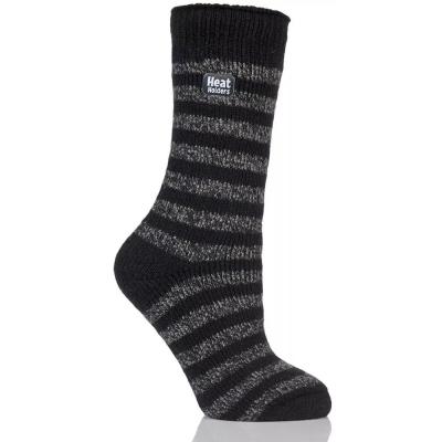 Heat Holders Women's Socks 5-9 Blk/Gry Stripe