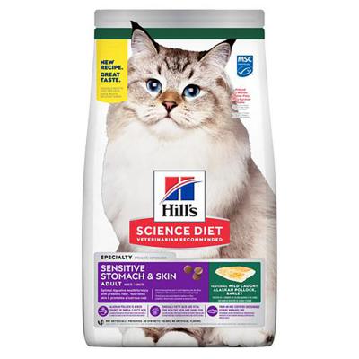 Hill's Science Diet Adult Sensitive Stomach & Skin Pollock & Barley Cat Food 3.5 lb.