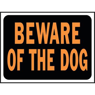 Hy Ko Hy Glo Series Identification Sign Rectangular BEWARE OF DOG Fluorescent Orange Legend Black Background