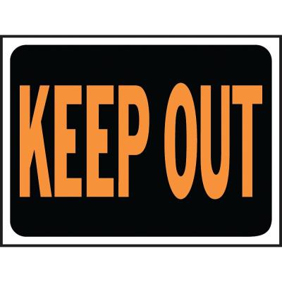 Hy Ko Hy Glo Series Identification Sign Rectangular KEEP OUT Fluorescent Orange Legend Black Background