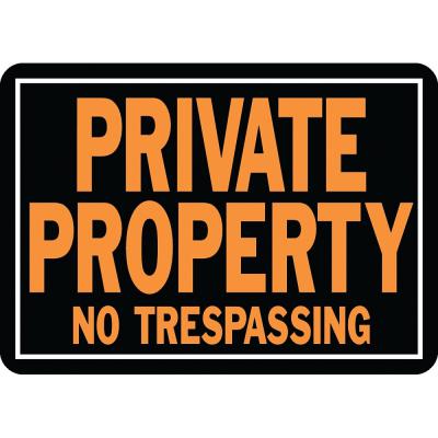 Hy Ko Hy Glo Series Identification Sign Rectangular PRIVATE PROPERTY NO TRESPASSING Fluorescent Orange Legend