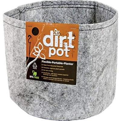 Hydrofarm Dirt Pot Flexible Portable Fabric Planter Grey 1 gal