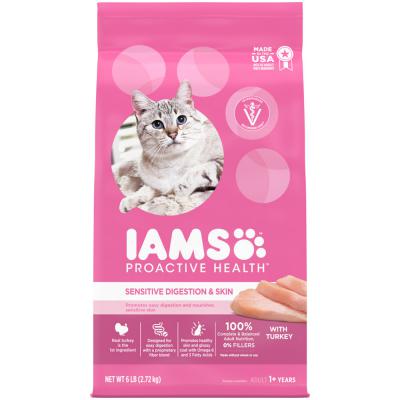 IAMS Proactive Health Sensitive Digestion & Skin Adult Dry Cat Food Turkey 6 lb.