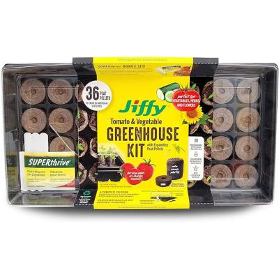 Jiffy 50mm Seed Starting Tomato & Vegetable Greenhouse Kit with 36 Plant Based Expanding Peat Pellets