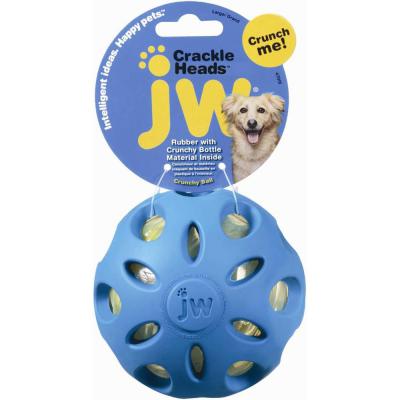 JW Pet Crackle Heads Crackle Ball Dog Toy Assorted LG