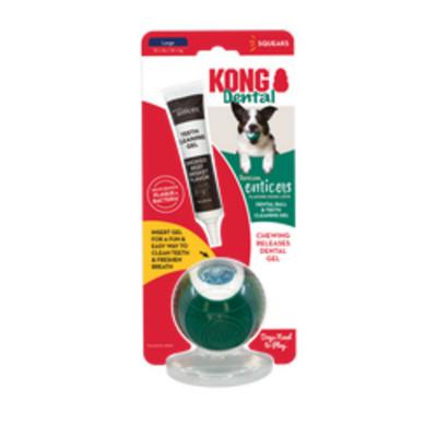 KONG Dental Ball w/Tropiclean Enticer Teeth Cleaning Gel Honey Chicken Large 1 oz.