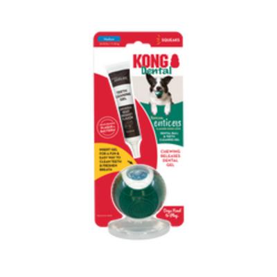 KONG Dental Ball w/Tropiclean Enticer Teeth Cleaning Gel Honey Chicken Medium 1 oz.