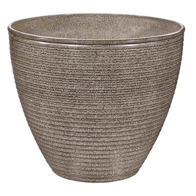 Landscapers Select PT S005 Wave Planter 13 in. Dia 11 in. H Round Resin Beige