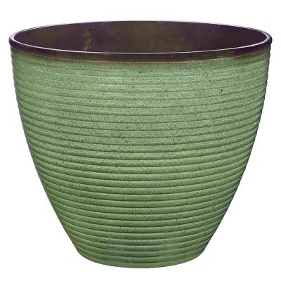 Landscapers Select PT S006 Wave Planter 15 in. Dia 12 1/2 in. H Round Resin Green