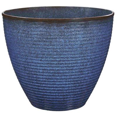 Landscapers Select PT S007 Wave Planter 18 in. Dia 15 in. H Round Resin Blue