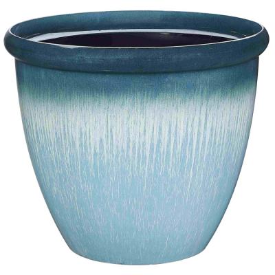 Landscapers Select PT S010 Egg Rim Planter 15 in. Dia 12 1/2 in. H Round Resin Blue