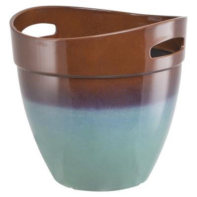 Landscapers Select PT S040 Planter 14.8 in. Dia 14 1/2 in. H Round Resin Teal