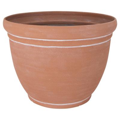 Landscapers Select PT S060 Planter 18 in. Dia 13 3/4 in. H Round Resin Terra Cotta