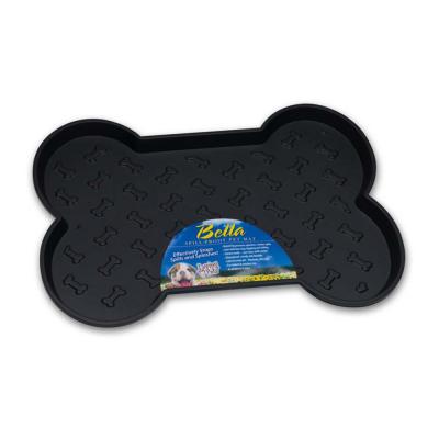 Loving Pets Spill-Proof Bone Shaped Dog Mat Black LG