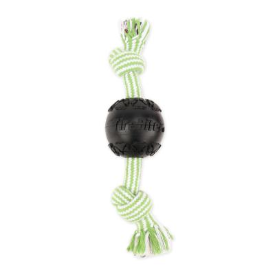 Mammoth TireBiter Ball w/Rope Dog Toy 2 Knot MD 3 in.