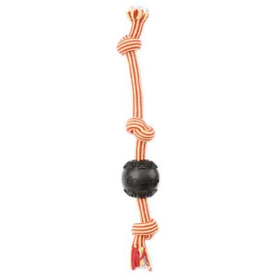 Mammoth TireBiter Ball w/Rope Dog Toy 3 Knot MD 3 in.