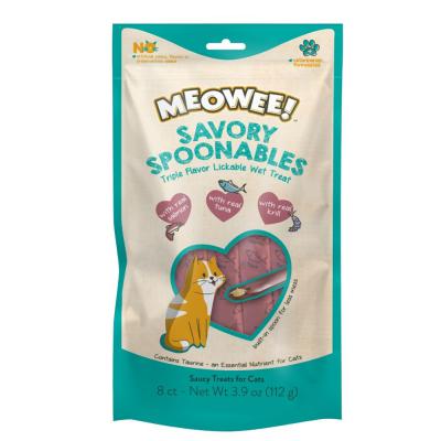 Meowee! Savory Spoonables Cat Treats Salmon Tuna & Krill 3.9 oz.