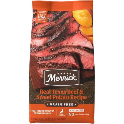 Merrick Premium Grain Free Dry Adult Dog Food Wholesome And Natural Kibble Real Texas Beef And Sweet Potato 22 lb.