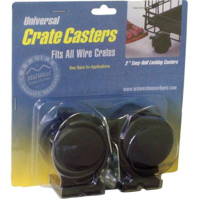 Midwest Homes Dog Crate Casters Black 2 ct