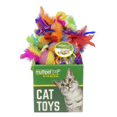 Multipet 2 Tone Mesh Ball Cat Toy Shelf Display Assorted 30 ct