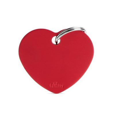 MyFamily Basic Big Aluminum Red Heart ID Tag